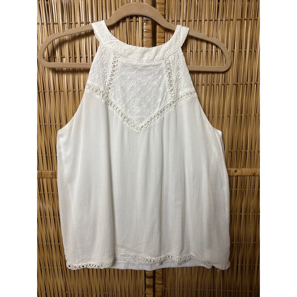 Crescent Top Womens Medium Eyelet‎ Sleeveless Lined